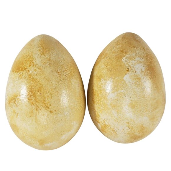 Large Hand-Painted Wood Easter Eggs Set of 2 Holiday Decorations - Picture 5 of 6